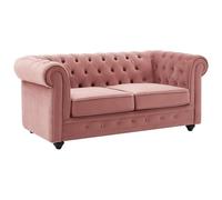 Vente-unique - Canapé 2 Places en Velours Rose Pastel Chesterfield
