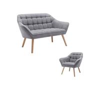 Canapé 2 places et fauteuil en tissu gris CASERTA