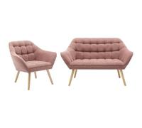 Vente-unique - Canapé 2 Places et Fauteuil en Tissu Rose chiné Caserta
