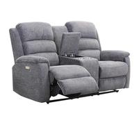 Vente-unique Canapé 2 Places Relax électrique avec Tablette NEVERS en Tissu - Anthracite