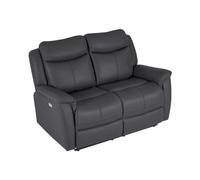 Vente-unique - Canapé 2 Places Relax électrique en Cuir de Vachette Gris Anthracite NOMAJO