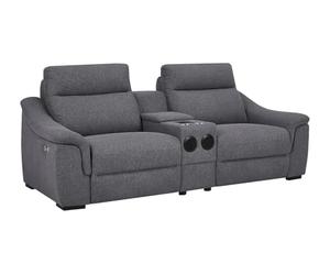 Vente-unique - Canapé 2 Places Relax électrique en Tissu Gris VERETO