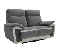 Vente-unique - Canapé 2 Places Relax électrique en Velours METTI - Gris et Bandes écru