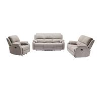 Canapé 3 places 2 places et fauteuil relax en microfibre gris clair BRODY