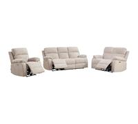 Vente-unique - Canapé 3 Places 2 Places et Un Fauteuil Relax électrique massant en Tissu Chenille Beige KOCENI