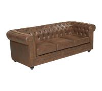 Canapé 3 places CHESTERFIELD en microfibre aspect cuir vieilli