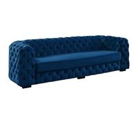 Canapé 3 places chesterfield STANLEY - Velours bleu nuit