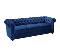 Canapé 3 places CHESTERFIELD - Velours bleu roi