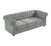 Vente-unique - Canapé 3 Places Chesterfield - Velours Gris Clair