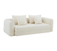 Vente-unique - Canapé 3 Places Convertible en Tissu Bouclette Beige CATONO