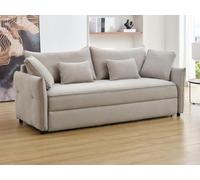 Vente-unique - Canapé 3 Places Convertible en Tissu Gris Clair avec Assise à mémoire de Forme SITALA