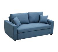 Vente-unique - Canapé 3 Places Convertible en Tissu INIZOR - Bleu
