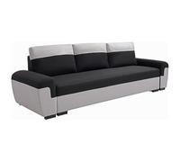 Canapé 3 places convertible en tissu noir et gris clair GABY II