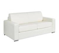 Canapé 3 places convertible express cuir de buffle blanc - Couchage 140 cm - Matelas 18 cm - CALITO