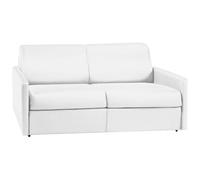 Vente-unique - Canapé 3 Places Convertible Express en Simili Blanc avec Assise mémoire de Forme - Couchage à Lattes Larges 140 cm - Matelas 18 cm CALIFE