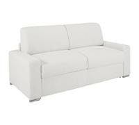 Vente-unique - Canapé 3 Places Convertible Express en Simili Blanc - Couchage 140 cm - Matelas 18 cm avec mémoire de Forme CALITO