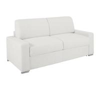 Vente-unique - Canapé 3 Places Convertible Express en Simili Blanc - Couchage Lattes Larges 140 cm - Matelas 16 cm avec Mousse à mémoire de Forme CALITO