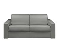 Vente-unique - Canapé 3 Places Convertible Express en Simili Gris - Couchage Lattes Larges 140 cm - Matelas 18 cm avec mémoire de Forme CALITO