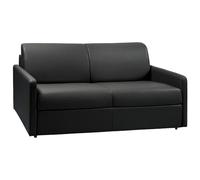 Vente-unique - Canapé 3 Places Convertible Express en Simili Noir avec Assise mémoire de Forme - Couchage 140 cm - Matelas 14 cm CALIFE