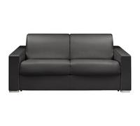 Vente-unique - Canapé 3 Places Convertible Express en Simili Noir - Couchage 140 cm - Matelas 16 cm avec Mousse à mémoire de Forme CALITO