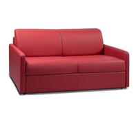 Vente-unique - Canapé 3 Places Convertible Express en Simili Rouge avec Assise mémoire de Forme - Couchage 140 cm - Matelas 22 cm mémoire de Forme CALIFE