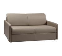 Vente-unique - Canapé 3 Places Convertible Express en Simili Taupe avec Assise mémoire de Forme - Couchage 140 cm - Matelas 18 cm CALIFE