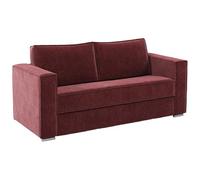 Vente-unique - Canapé 3 Places Convertible Express en Tissu Chenille Bordeaux - Couchage 140 cm - Matelas 22 cm avec mémoire de Forme Loreto