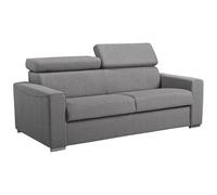 Vente-unique - Canapé 3 Places Convertible Express en Tissu Gris avec Assise mémoire de Forme - Couchage Lattes Larges 140 cm - Matelas 14 cm mémoire de Forme