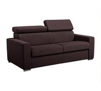 Canapé 3 places convertible express en tissu marron avec assise mémoire de forme - Couchage à lattes larges 140 cm - Matelas 18 cm VIZIR