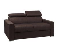 Vente-unique - Canapé 3 Places Convertible Express en Tissu Marron - Couchage 140 cm - Matelas 22 cm avec mémoire de Forme Vizir