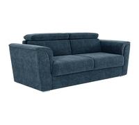 Vente-unique - Canapé 3 Places Convertible Express en Tissu texturé Bleu - Couchage 140 cm - Matelas 18 cm - RIZORA