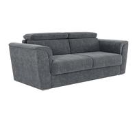 Vente-unique - Canapé 3 Places Convertible Express en Tissu texturé Gris Anthracite - Couchage à Lattes Larges 140 cm - Matelas 14 cm - RIZORA