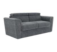 Vente-unique - Canapé 3 Places Convertible Express en Tissu texturé Gris Anthracite - Couchage à Lattes Larges 140 cm - Matelas 22 cm avec mémoire de Forme - RIZORA