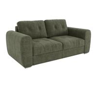 Vente-unique-Canapé 3 Places Convertible Express en Tissu Vert - Couchage 140 cm - Matelas 22 cm BOLIPO