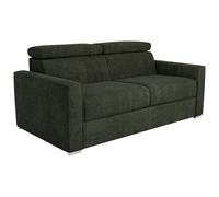 Canapé 3 places convertible express en tissu vert sapin - Couchage 140 cm - Matelas 22 cm - Matelas 22 cm avec mémoire de forme VIZIR