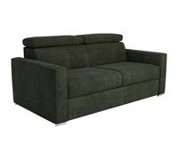 Vente-unique - Canapé 3 Places Convertible Express en Tissu Vert Sapin - Couchage à Lattes Larges 140 cm - Matelas 14 cm