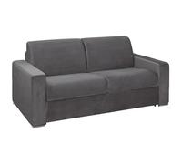 Vente-unique - Canapé 3 Places Convertible Express en Velours Anthracite - Couchage 140 cm - Matelas 14 cm avec mémoire de Forme CALITO