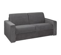 Vente-unique - Canapé 3 Places Convertible Express en Velours Anthracite - Couchage Lattes Larges 140 cm - Matelas 16 cm avec Mousse à mémoire de Forme CALITO