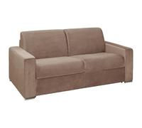 Vente-unique - Canapé 3 Places Convertible Express en Velours Beige - Couchage Lattes Larges 140 cm - Matelas 14 cm CALITO