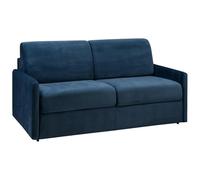 Vente-unique - Canapé 3 Places Convertible Express en Velours Bleu Nuit avec Assise mémoire de Forme - Couchage 140 cm - Matelas 22 cm avec Assise mémoire de Forme CALIFE