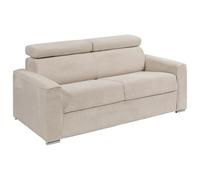 Vente-unique - Canapé 3 Places Convertible Express en Velours côtelé Beige avec Assise mémoire de Forme - Couchage à Lattes Larges 140 cm - Matelas 14 cm