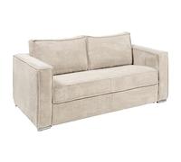 Canapé 3 places convertible express en velours côtelé beige - Couchage 140 cm - Matelas 14 cm LORETO