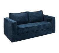 Canapé 3 places convertible express en velours côtelé bleu nuit - Couchage 140 cm - Matelas 14 cm LORETO