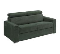 Vente-unique - Canapé 3 Places Convertible Express en Velours côtelé Vert avec Assise mémoire de Forme - Couchage 140 cm - Matelas 18 cm
