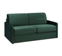 Canapé 3 places convertible express en velours vert sapin - Couchage 140 cm - Matelas 22 cm avec mémoire de forme CALIFE