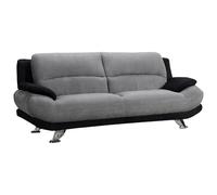 Vente-unique - Canapé 3 Places en Microfibre MUSKO - Bicolore Gris et Noir