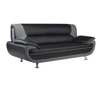 Vente-unique - Canapé 3 Places en Simili Nigel - Bicolore Noir et Gris