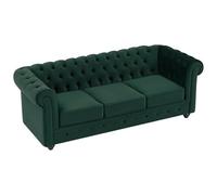 Vente-unique - Canapé 3 Places en Velours Vert Chesterfield