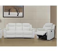 Canapé 3 places et un fauteuil relax EVASION en cuir - Blanc ivoire