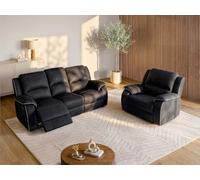 Vente-unique - Canapé 3 places + fauteuil Hernani - Microfibre - Noir